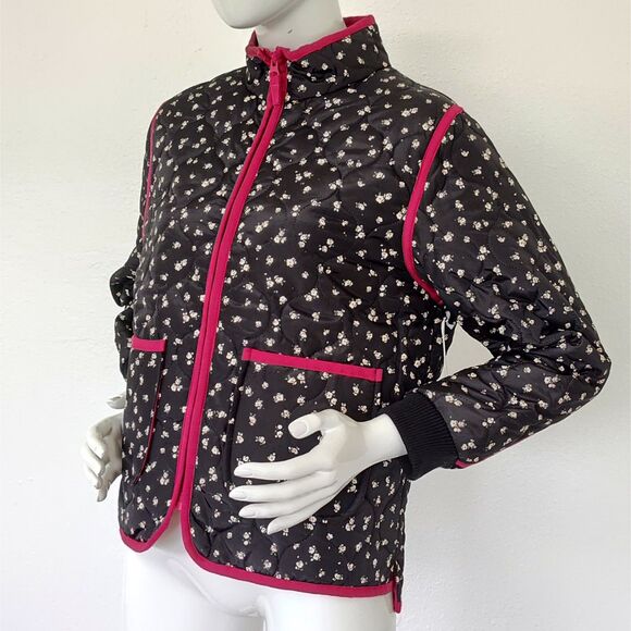 Free Assembly Tiny Dot Floral Cottagecore quilted Zip Jacket 18 Juniors XXL Pink - Picture 1 of 9